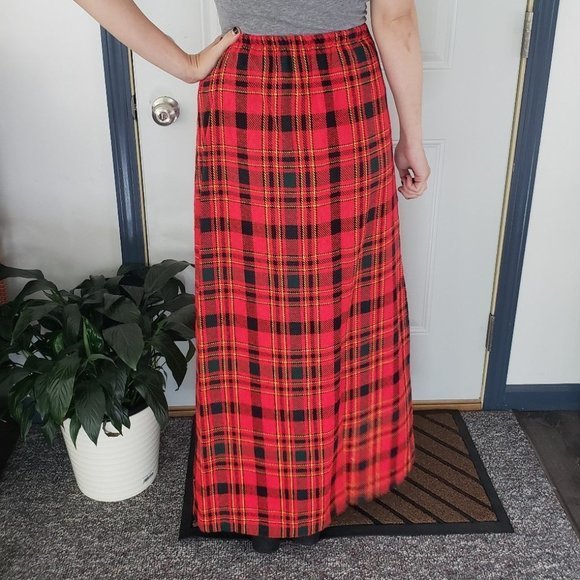 Vintage 60s/70s Plaid‎ Homemade Maxi Skirt - Picture 3 of 3
